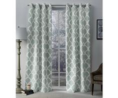 Exclusive Home Tende Durango Stampato Geometrico Rasatello Tessuto Oscurante. Occhielli Finestra Tenda a Pannello, Sea Foam, 52Â x 108Â cm