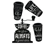 PLAGE Decorazione murale Adesivo con Motivo caffÃ¨ Starbuck, Vinile, Nero, 48Â x 3Â x 68Â cm