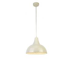 Lighting Collection - Lampadario da soffitto moderno in stile industriale, 1 lampada, con interno bianco lucido, colore: panna