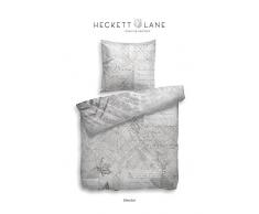Heckett Lane - Biancheria da Letto in Raso makò, Double-Face, 155 x 220 cm (80 x 80), Grigio