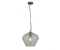 Lighting Collection - Lampada a sospensione, stile moderno, vintage, con paralume in vetro trasparente, colore: rame