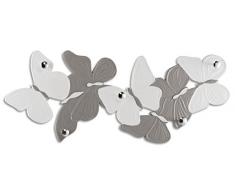 Pintdecor Volteggio Leggero Appendiabiti, MDF, Bianco Avorio/Grigio Tortora, 156x62x6.5 cm, Made in Italy