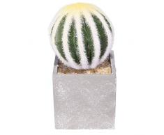 Aufora Artificiale Cactus Verde Rotondo Vaso Quadrato in Grigio, 22
