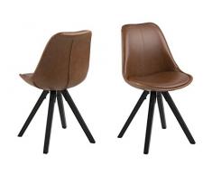 AC Design Furniture Nadia Sedia per Sala da Pranzo, Similpelle, Cognac, B: 48,5 x T:55 x H: 85 cm, 2 unitÃ