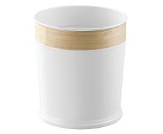 InterDesign RealWood Cestino Portarifiuti, Metallo, Bianco, 24.25x26x0.2 cm
