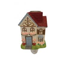 Luce notturna diffusore di olio essenziale in porcellana con motivo stampato di una casa alsaziana