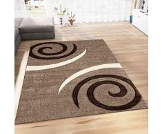 VIMODA Tappeto per Soggiorno, Design Moderno, Beige, Marrone, Motivo a Cerchi, Taglio Contorno, Facile da Pulire, 80 x 150 cm