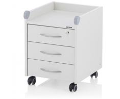 Kettler - Cassettiera a rotelle Roll on Locked, in Legno, Bianco, 42 x 54 x 46 cm