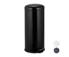 Relaxdays Bidone per i Rifiuti con Pedale 30l, Secchio Interno con Manico, per la Cucina, in Acciaio Inox