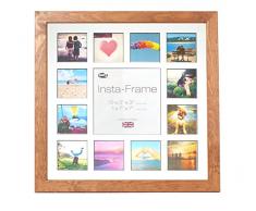 Inov 8-16x 16 Insta-Frame Photo Frame Kayla 13 Foto Piazza Instagram con i Tradizionali Bianco e Nero di Contorno del Prodotto-Britannico-Lotto 2 Bicchieri di Rovere Chiaro