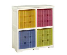Tontarelli Omnimodus Scaffale con 4 Contenitori Cubo, Bianco, 79x47x85.5 cm