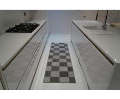 Serdim Rugs Gelback Tappeto Antiscivolo dal Design Geometrico per Cucina e corridoi Multiuso â tappetini, Grigio, 80x300cm(26 x910)