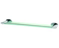 Bisk 00989 - Mensola Laterale in Vetro Satinato, staffe in Nichel Rifinito e Spazzolato, 54,2 x 12 x 4 cm