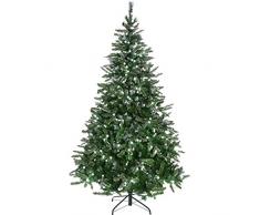 WeRChristmas Albero di Natale Pre-Illuminato, Punta Satinata, 225 cm, con luci a LED Bianche, Verde, 7.5 Feet