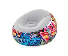 Bestway 75075 | Poltrona Pouf Gonfiabile Graffiti, 112X112X66 cm