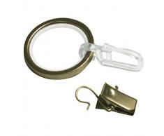 Gardinia Anello Inserto Scorrevole per bastoni per Tenda Ã 20 mm, Interno Ã 27,5 mm, Esterno Ã 34 mm, Larghezza 4 mm, Ottone Antico, 10 unitÃ 