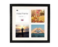 Inov Agosto 16 x 40.64 cm Instaframe Quadro per Instagram 4 / timbratura Foto in Bianco a Scacchi con la stuoia e Bordo Bianco, Nero Mosaico