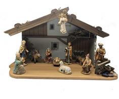 Unbekannt Neumeyer NS01SET - Presepe in Legno, con 11 Pezzi Set di Personaggi + 3 TLG. Set Decorativo, Multicolore, 30 x 50 x 26 cm