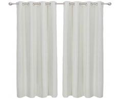 Deconovo Tenda Oscurante con Occhielli, per Soggiorno, Oscurante, per Camera da Letto, Poliestere, Bianco, 245 x 140 cm