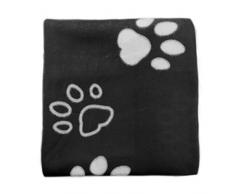 Dreamscene - Coperta in pile, motivo: zampa, 120 x 120 cm, motivo: zampe nere, misura grande, 120 x 120 cm