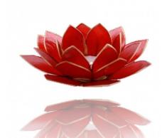 Trimontium Portalumino rosso rubino a forma di fiore di loto a tre fogli, conchiglia Capiz, rosso, 14 x 14 x 8 cm