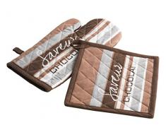 Douceur dIntérieur - Guanto + presina, 18 x 28 cm/20 x 20 cm, Cotone, cioccolato, 21x2x28 cm