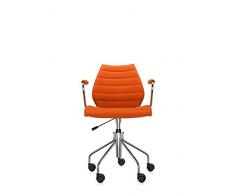 Kartell 2897KE Maui Soft Poltrona su Ruote, Pompa, Seduta Kvadrat, Arancione