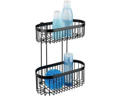 Wenko 23879100 - Scaffale da Parete a 2 Ripiani, Modello Classic Plus, in Acciaio antiruggine, 26,5 x 33 x 14,5 cm, Colore: Nero