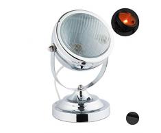 Relaxdays Lampada da Tavolo a Riflettore, Aspetto Vintage Retrò, per Salotto & Appartamenti, HxD 26x19 cm, argento