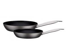 GSW Avanti 166645 - Set di 2 padelle in acciaio al carbonio e acciaio INOX, colore: Nero