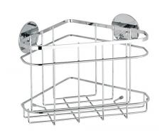 Wenko 21785100 Turbo-Loc - Mensola angolare, Montaggio a Parete Senza Fori, in Acciaio Inox Lucido, 22,5 x 17,5 x 15,5 cm