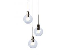 SP Light and Design Diva sospesione Tripla, Struttura Oro, Vetro Trasparente Lampada a Sospensione 4 W