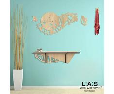 L:A:S Laser Art Style Orologio da Parete Design Moderno per Cucina Salotto Soggiorno W-404L, Legno, Natural Wood, 90x50 cm