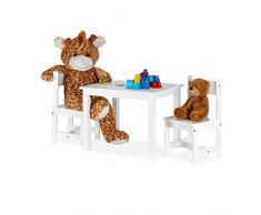 Relaxdays Set di mobili, Tavolo da Pittore con 2 sedie per Bambini, Moderno, per Interni ed Esterni, Angolo di Seduta in MDF, Bianco, 1 Pezzo