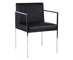 Lo+DeModa Veri Sedia, Acciaio Lucidato/Ecopelle, Pelle Nera, 54.5x59.5x11.3 cm