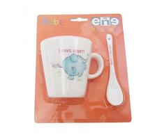 EÃ±e Elefante Blister Caraffa Mug 22Â cl + Cucchiaio, Porcellana, Bianco, 16Â cm
