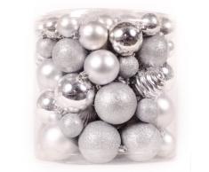 WeRChristmas - Confezione di 80 Palline assortite per Albero di Natale, Colore: Argento