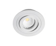 CristalRecord Helium - Kit di faretto da incasso rotondo, portalampade e lampadina LED COB, 8 W, GU10, luce calda, 3000Â° K, colore bianco