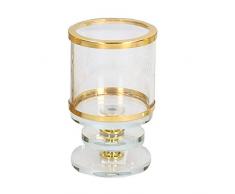 EUROCINSA RIF. 19152 Portacandele in Vetro con Dettagli Metallici in Colore Oro Ã 6,3 x 11,6 cm. 4 Pezzi, Metallo, Oro, Taglia Unica