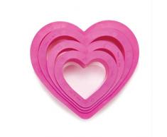 Decora Set Tagliapasta Cuore, Plastica, Fucsia, 4/5/6/8 x 2.2 cm, 4 Pezzi