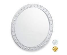 Relaxdays, Argento Parete Rotondo, Appendere, Specchio Vintage Bagno, Camera â 50,5cm ca,Cornice, PP, Vetro, Cartone, 50,5 x 50,5 x 2,5 cm