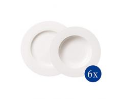 Villeroy & Boch 10-1380-7611 Twist White Set di Piatti per Fino a 6 Persone, Porcellana, Servicio da Tavola 12 Pezzi, Bianco