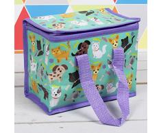 Lesser & Pavey - Borsa per Il Pranzo, Motivo: Gatti e Cani, 18 x 12 cm, Multicolore