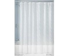 InterDesign Sketched Chevron Tenda Doccia Decorativa, Vinile, Bianco, 180x0.2x200 cm