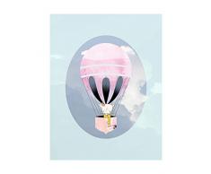 Komar - Quadro da Parete Happy Balloon Green, per Soggiorno, Camera da Letto, Decorazione, Stampa Artistica Senza Cornice Disponibile in 3 Misure, Multicolore, P038B-40x50