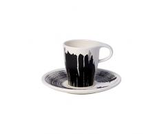 Villeroy & Boch Coffee Passion Awake Set per espresso, 2 pezzi, Porcellana Premium, Nero/Bianco