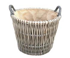 Red Hamper Piccola Rotonda Grigio Log Cestino di Vimini