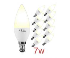 Led Atomant - Candela a LED C30 7 W, 680 lumen, attacco sottile E14, luce bianca diurna 4500 K, confezione da 10