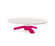 Decora Alzata per Torta, Plastica, Bianco/Fucsia, 24 x 6 cm
