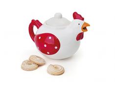 Excelsa Chicken Teiera, 700 ml, Ceramica, Bianco, Rosso e Giallo